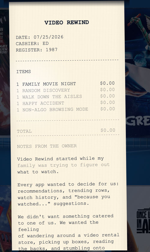 Video Rewind about receipt upper detail