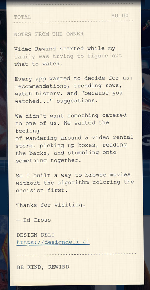 Video Rewind about receipt lower detail