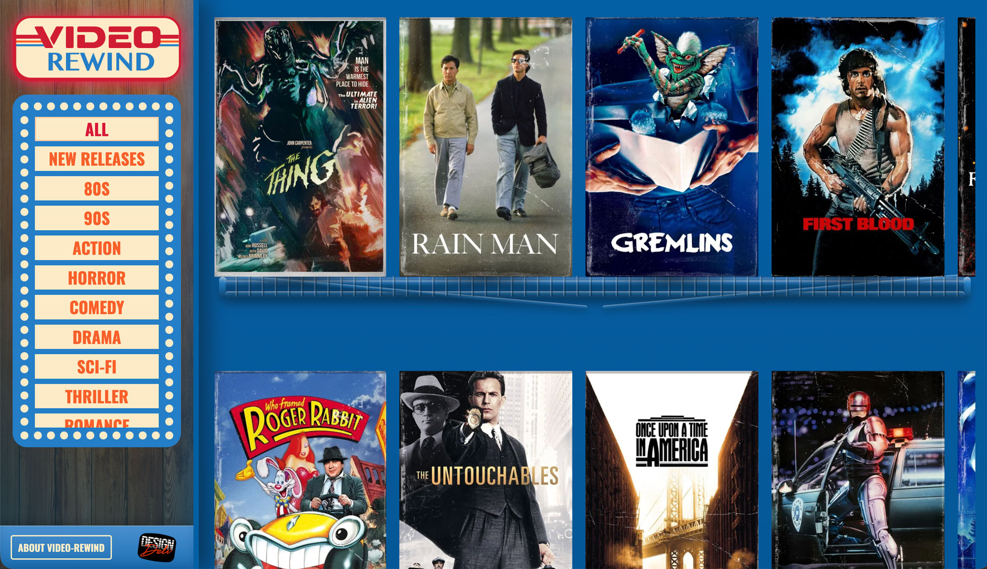 Video Rewind home screen shelf view