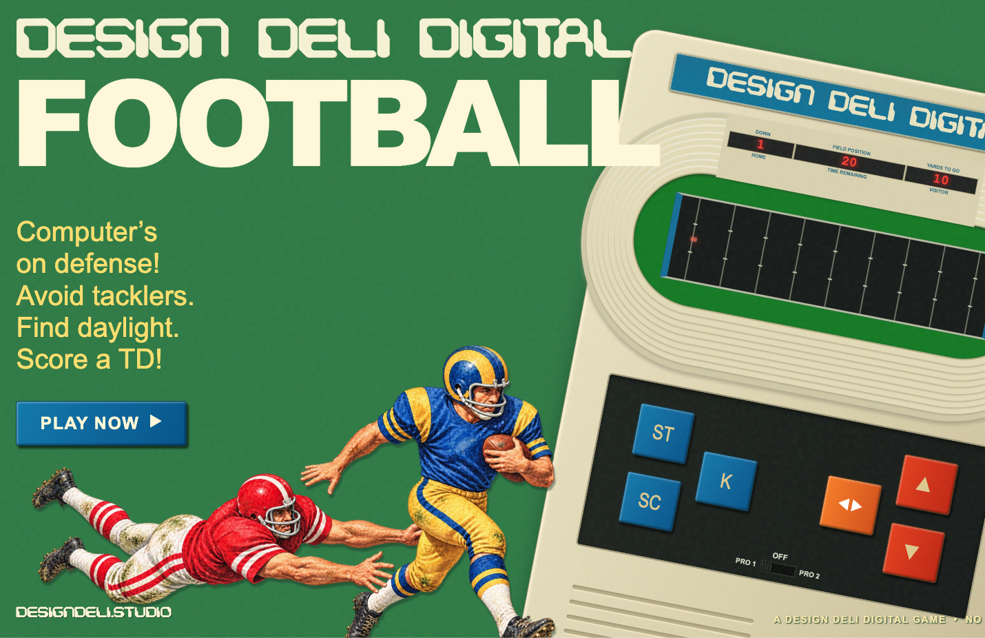Design Deli Digital Football game and retro advertisement