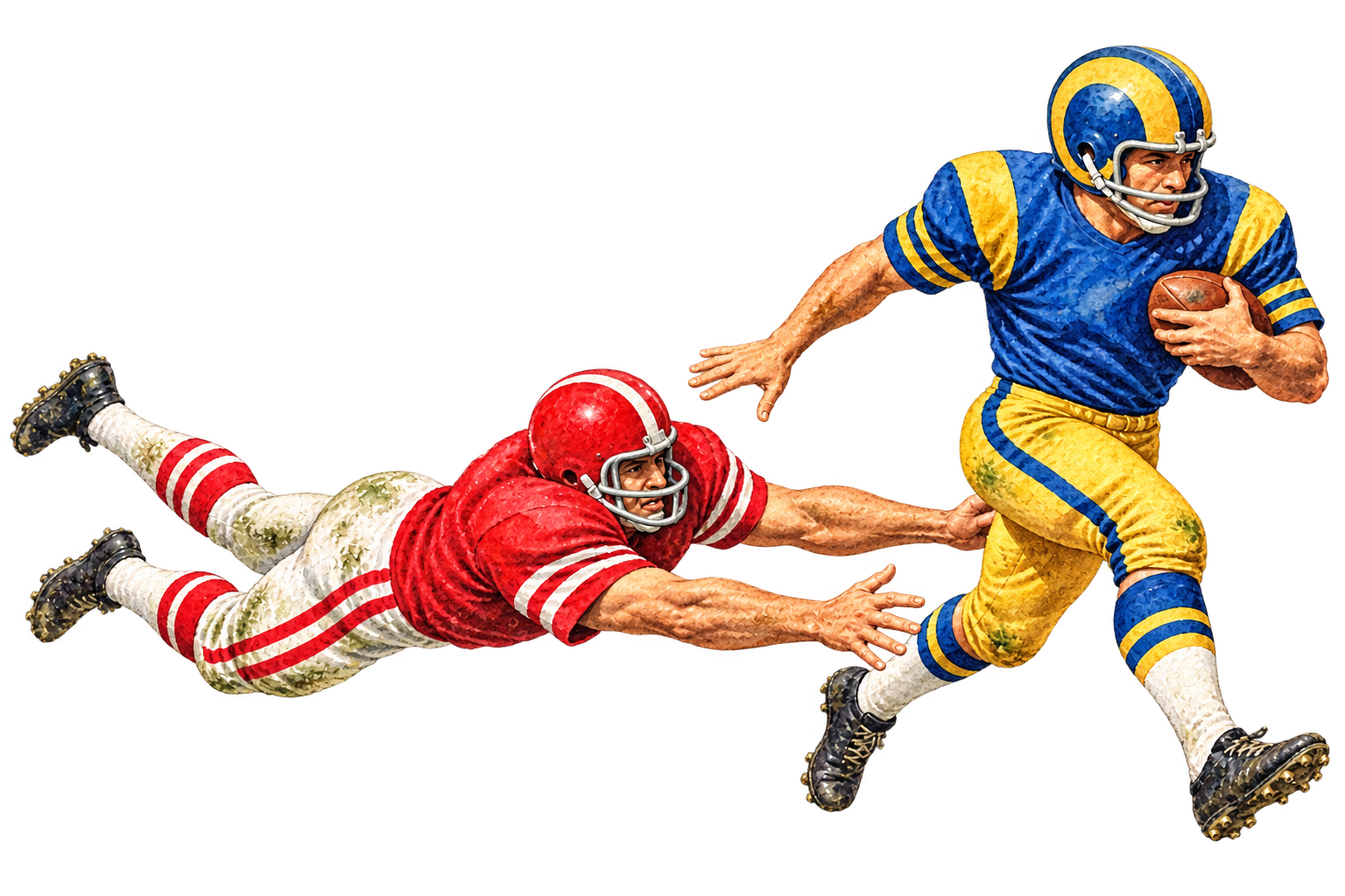 Vintage football player artwork